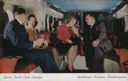 Lower Deck Club Lounge, Northwest Airlines Stratocruiser Postcard