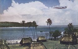 Typical Fijian village, the British Crown Colony visited by Flying Clippers Postcard