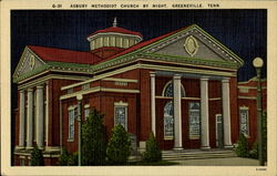 Asbury Methodist Church By Night Postcard