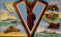 V for Victory Military Postcard Postcard