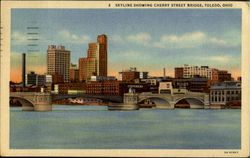 Skyline Showing Cherry Street Bridge Postcard