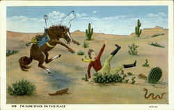 I'M Sure Stuck On This Place Cowboy Western Postcard Postcard