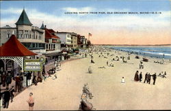 Looking North From Pier Old Orchard Beach Postcard