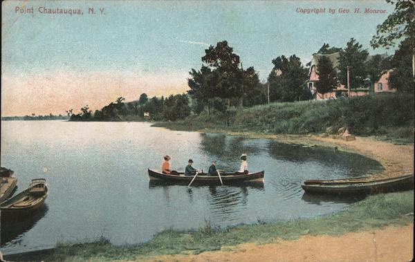 Boating Scene Point Chautauqua, NY Postcard