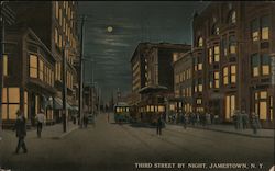 Third Street by Night Jamestown, NY Postcard Postcard Postcard