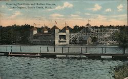 Dancing Pavillion and Roller Coaster, Lake Goguac Postcard