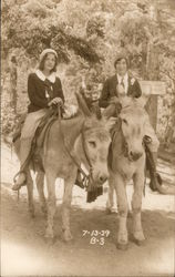 Two Women on Donkeys Manitou Springs, CO Postcard Postcard Postcard