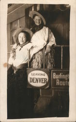 Leaving Denver over the Burlington Route Cowgirls Colorado Postcard Postcard Postcard