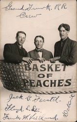 Basket of Peaches Studio Photo Men Postcard Postcard Postcard