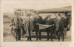 On the Boundary Line U.S. & Mexico - Five men standing in front of a car Postcard