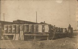 Workers with Bales at Railroad Depot Occupational Postcard Postcard Postcard