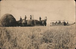 Farmers baling hay, Horse-Drawn Machines Farming Postcard Postcard Postcard