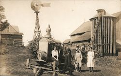 Farming family posed with equipment Occupational Postcard Postcard Postcard