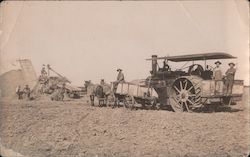 Farmers with Steam Tractor & Horses Harvesting in Field Occupational Postcard Postcard Postcard