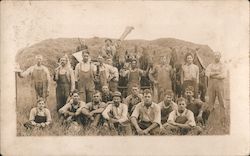 Workers in Field with Horses, Machinery Postcard