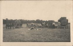 Baling Hay with Horse Drawn Equipment Occupational Postcard Postcard Postcard