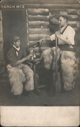 Two Men Dressed as Cowboys in Wooly Chaps Postcard