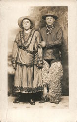 Man and Woman Dressed as Old West, Wooly Chaps Studio Photos Postcard Postcard Postcard