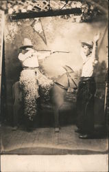 Cowboy Hold-up, Wooly Chaps Studio Photos Postcard Postcard Postcard