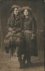 Two Women Dressed as Cowgirls Studio Photos Postcard Postcard Postcard