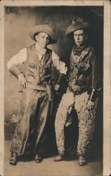 Two Men Dressed as a Cowboy and Sheriff, Wooly Chaps Studio Photos Postcard Postcard Postcard