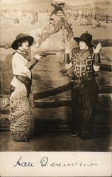 Two Women Dressed as a Cowgirls Wearing Wooly Chaps Hold-Up Postcard