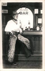 Man Dressed as a Cowboy Wearing Wooly Chaps in a Saloon Studio Photos Postcard Postcard Postcard