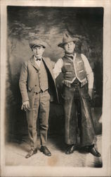 Cowboy and Young Man Studio Photos Postcard Postcard Postcard