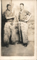 Two Men dressed as Cowboys, Wooly Chaps Studio Photos Postcard Postcard Postcard