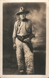 Man Dressed as a Cowboy Wearing Wooly Chaps Postcard