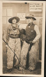 Man & Woman (?) Dressed in Wooly Chaps Studio Photos Postcard Postcard Postcard