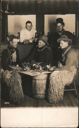 Cowboys with Wooly Chaps at Saloon Postcard