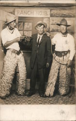 Cowboys with Noose around Man, Wooly Chaps Studio Photos Postcard Postcard Postcard