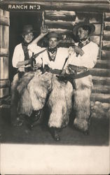 Three Men Dressed as Cowboys outside Ranch #3 Studio Photos Postcard Postcard Postcard