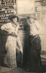 Two Men Dressed as Cowboys at Bar, Wooly Chaps Studio Photos Postcard Postcard Postcard