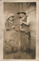 Two Men Dressed as Cowboys, Wooly Chaps Studio Photos Postcard Postcard Postcard