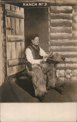 Man Dressed as Cowboy Wearing Wooly Chaps Ranch #3 Postcard