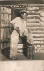 Man Dressed as Cowboy Wearing Wooly Chaps Ranch #3 Postcard