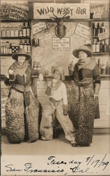 Two Woman & Boy Dressed as Cowboys, Wooly Chaps Wild West Bar San Francisco, CA Studio Photos Postcard Postcard Postcard