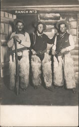 Three Men Dressed as Cowboys Wearing Wooly Chaps Ranch #3 Studio Photos Postcard Postcard Postcard