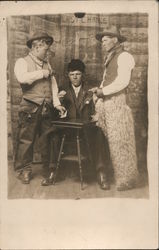 Cowboys with Wooly Chaps Hold-Up Studio Photos Postcard Postcard Postcard