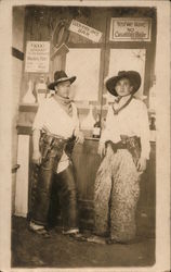 Two Men Dressed as Cowboys in a Bar Postcard