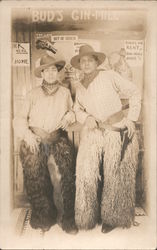 Two Men Dressed as Cowboys in a Saloon, Wooly Chaps Postcard