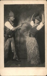 Two Cowboys: Hold-up at Gunpoint, Wooly Chaps Postcard