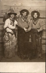 Three Men Dressed as Cowboys Ranch Scene Backdrop Studio Photos Postcard Postcard Postcard