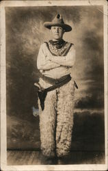 Man Dressed as a Cowboy Wearing Wooly Chaps Studio Photos Postcard Postcard Postcard