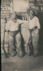 Two Men dressed as Cowboys in a Bar Postcard