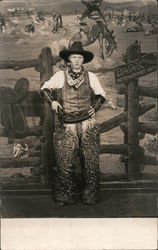 Dressed as a Cowboy Wearing Wooly Chaps and Holding a Pistol Studio Photos Postcard Postcard Postcard