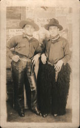 Two Men Dressed as Cowboys, Wooly Chaps Studio Photos Postcard Postcard Postcard