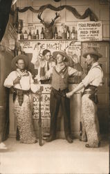 Men dressed as Cowboys "Sticking Up" a Bar Postcard Postcard Postcard